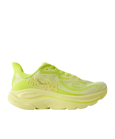 Hoka Clifton 10 Rubber-trimmed Jacquard-mesh Sneakers In Yellow