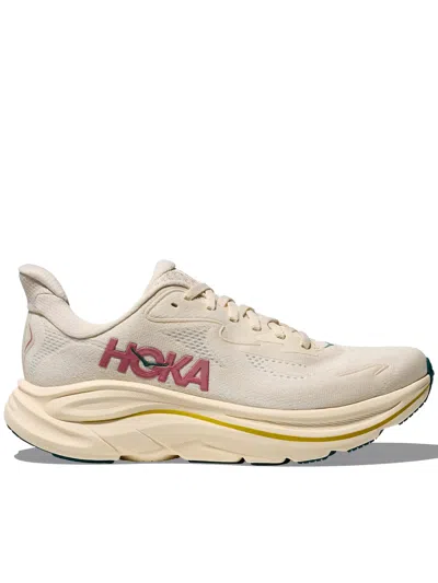 Hoka Clifton 10 Rubber-trimmed Jacquard-mesh Sneakers In Neutral