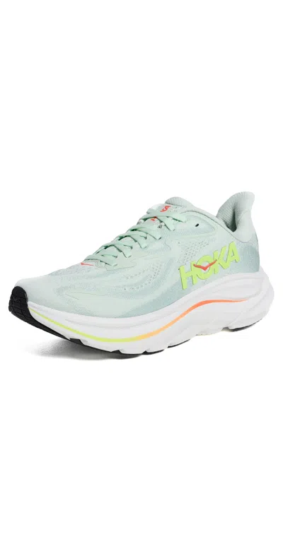 Hoka Clifton 10 Sneakers Sea Glass/neon Flame In Blue