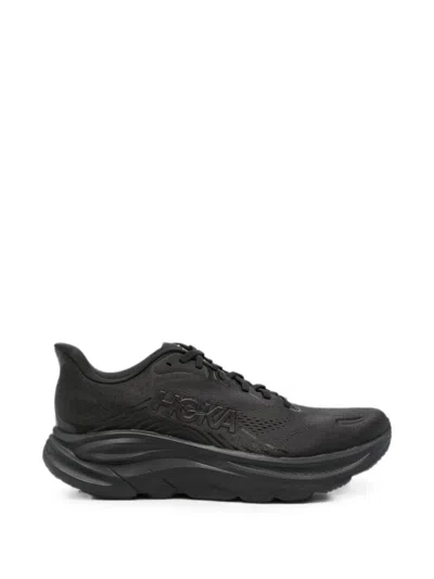 Hoka Clifton 11 Cushioned Breathable Technical Mesh Running Trainers In Black