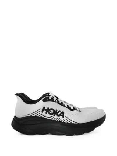 Hoka White Clifton 11 Mesh Road Running Sneakers In Animal Print