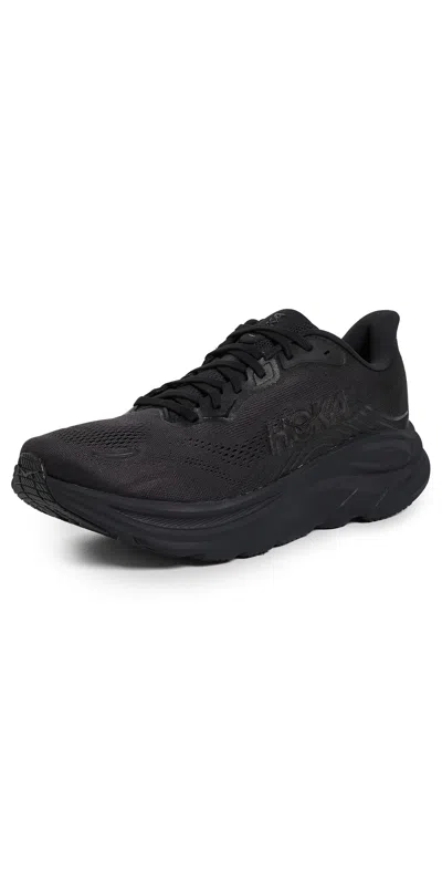 Hoka Bondi 9 Black Low Top Sneakers With Maxi Logo Lettering On The Side In Tech Fabric Unisex