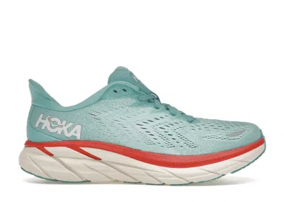 Pre-owned Hoka Clifton 8 (women's) Sneakers In Aquarelle/eggshell Blue