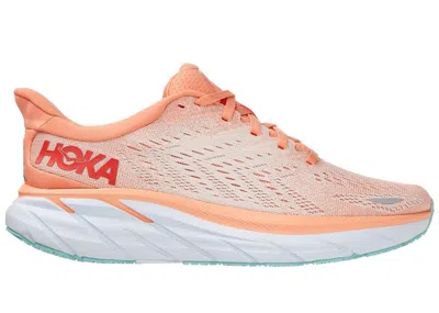 Pre-owned Hoka Clifton 8 (women's) Sneakers In Cantaloupe/silver Peony