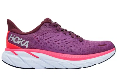 Pre-owned Hoka Clifton 8 (women's) Sneakers In Grape Wine/beautyberry