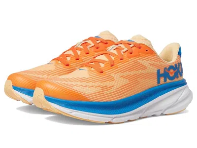 Hoka Clifton 9 (big Kid) Kids Shoes Vibrant Orange/impala : 7 Big Kid M, Textile
