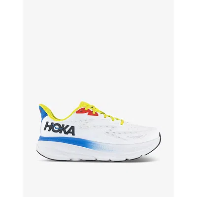 Hoka Mens Blanc De Blanc Clifton 9 Breathable Polyester-blend Low-top Trainers