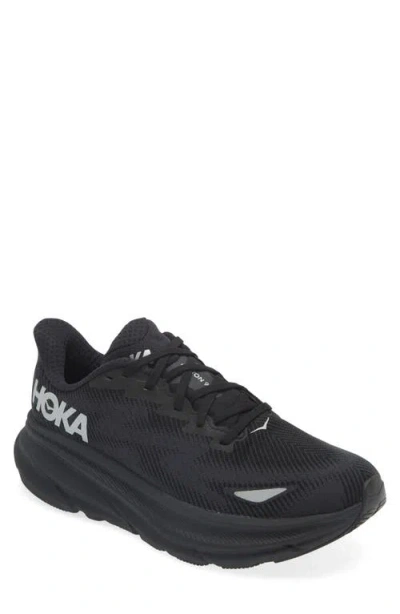 Hoka Clifton 9 Rubber-trimmed Recycled-gore-tex Invisible Fit Sneakers In Black