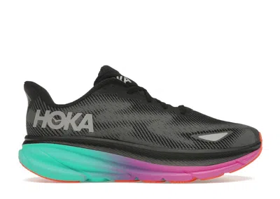 Pre-owned Hoka Clifton 9 Goretex (women's) Sneakers In Black/electric Aqua In Multi