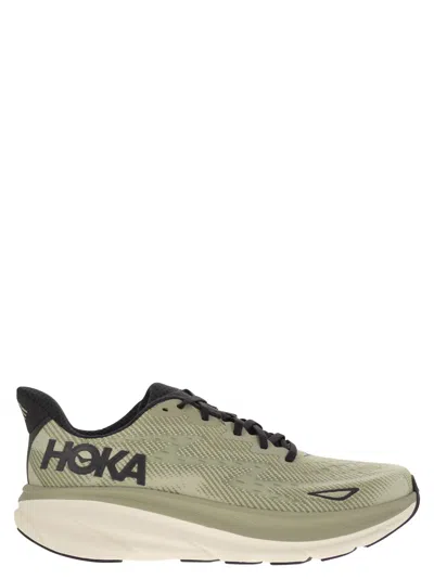 Hoka Clifton 9 Breathable Sports Shoe In Green