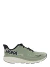 Hoka Clifton 9 Green Sneakers With Zig Zag Embroidery And Side Logo Print In Rubber Unisex