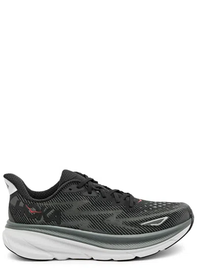 Hoka Clifton 9 Knitted Sneakers In Black