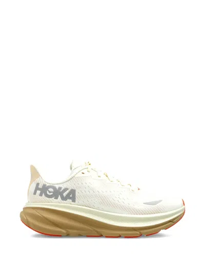 Hoka Clifton 9 Logo-embroidered Sneakers In Neutral