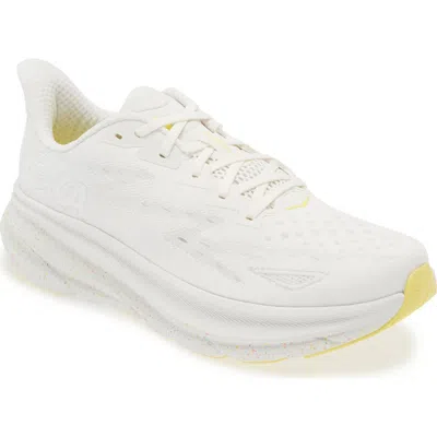 Hoka Clifton 9 Running Shoe In White/lemonade