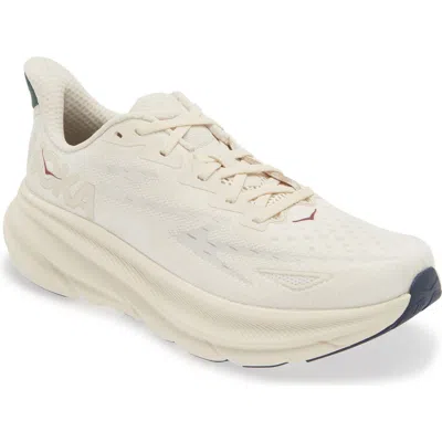 Hoka Clifton 9 Running Shoe In Oat Milk/alabaster