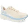 Hoka Clifton 9 Running Shoe In Oat Milk/light Blue