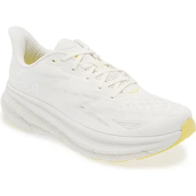 Hoka Clifton 9 Running Shoe In White/lemonade