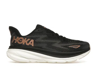 Pre-owned Hoka Clifton 9 (women's) Sneakers In Black/rose Gold