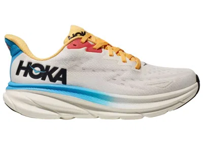 Pre-owned Hoka Clifton 9 (women's) Sneakers In Blanc De Blanc/swim Day