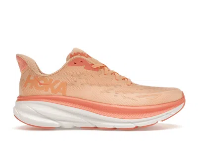 Pre-owned Hoka Clifton 9 (women's) Sneakers In Cantaloupe/white In Multi