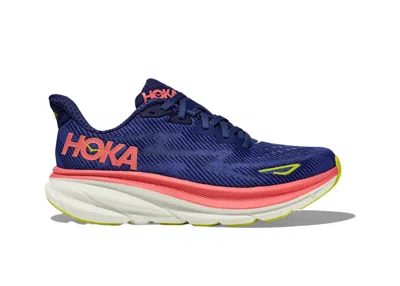 Pre-owned Hoka Clifton 9 (women's) Sneakers In Evening Sky Blue/coral In Multi