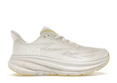 Pre-owned Hoka Clifton 9 (women's) Sneakers In White/lemonade Yellow In Multi