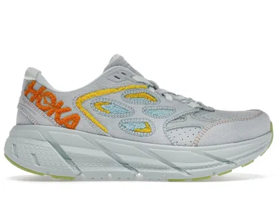 Pre-owned Hoka Clifton L Embroidery (all Gender) Sneakers In Blue Glass/radiant Yellow