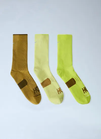 Hoka Crew Run Socks 3-pack In Yellow