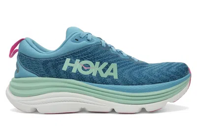 Pre-owned Hoka Gaviota 5 (women's) Sneakers In Alpine Blue/jadeite