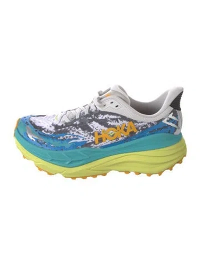 Pre-owned Hoka Graphic Print Athletic Sneakers In Blue