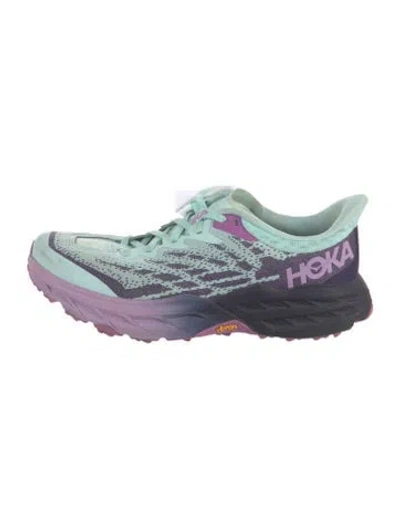 Pre-owned Hoka Graphic Print Athletic Sneakers In Green