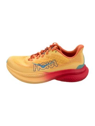 Pre-owned Hoka Graphic Print Athletic Sneakers In Yellow