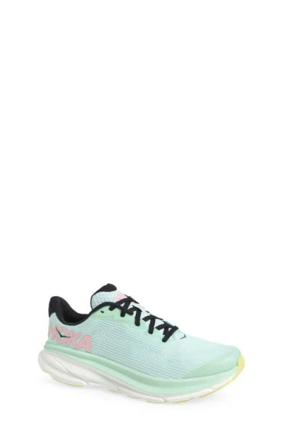 Hoka Kids' Clifton Youth Running Shoe In Mint Fluorite/snow Melt