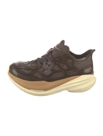 Pre-owned Hoka Leather Athletic Sneakers In Brown