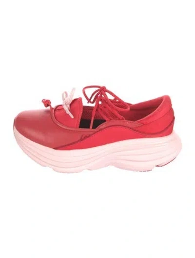 Pre-owned Hoka Leather Athletic Sneakers In Red