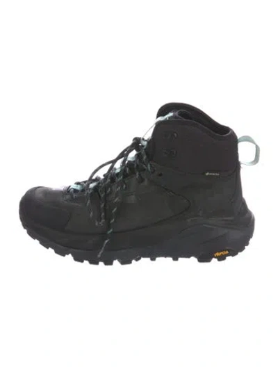 Pre-owned Hoka Leather Hiking Boots In Black