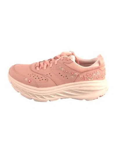 Pre-owned Hoka Leather Patterned Sneakers In Pink