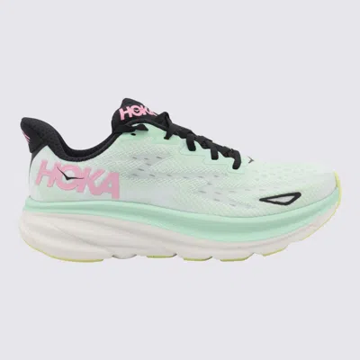 Hoka Light Green And Pink Clifton Sneakers