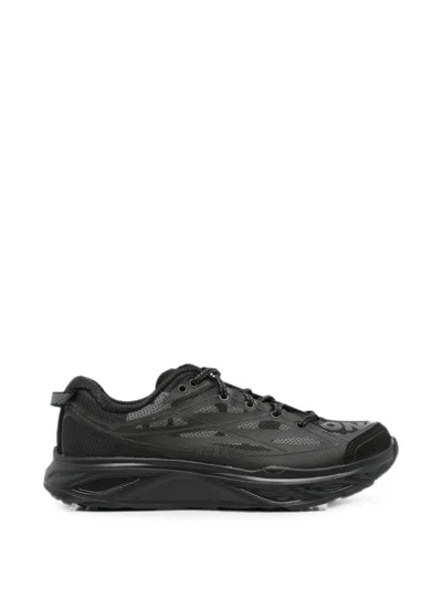 Hoka Logo-print Panelled Sneakers In Black
