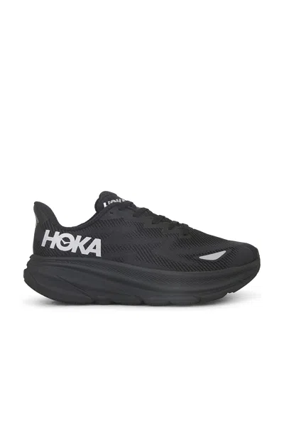 Hoka Clifton 9 Rubber-trimmed Recycled-gore-tex Invisible Fit Sneakers In Black