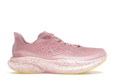 Pre-owned Hoka Mach 6 (women's) Sneakers In Pink Twighlight/lemonade Yellow In Multi