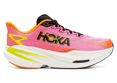 Pre-owned Hoka Mach X 3 Tangerine (women's) Sneakers In Neon Rose/neon Tangerine