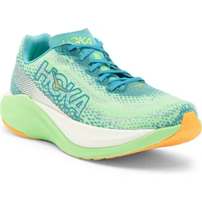 Hoka Mach X Running Shoe In Ocean Mist/lime Glow