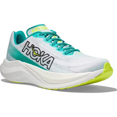 Hoka Mach X Running Shoe In White/blue Glass