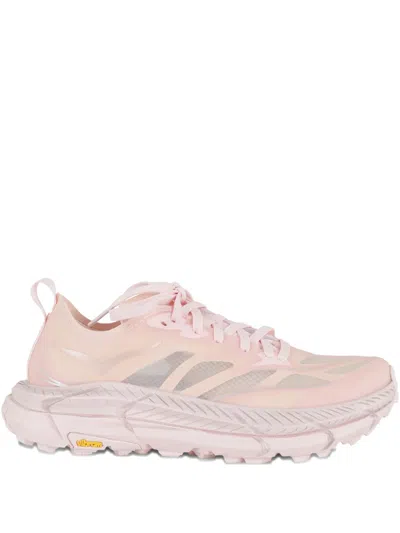 Hoka Mafate Speed 4 Lite Pink Low Top Sneakers With Mesh Panels In Tech Fabric Unisex
