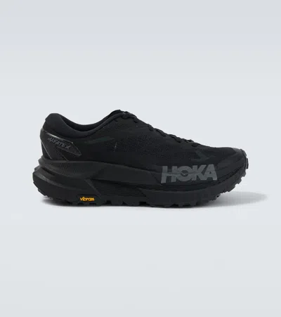 Hoka Mafate X Rubber-trimmed Mesh Trail Running Sneakers In Black