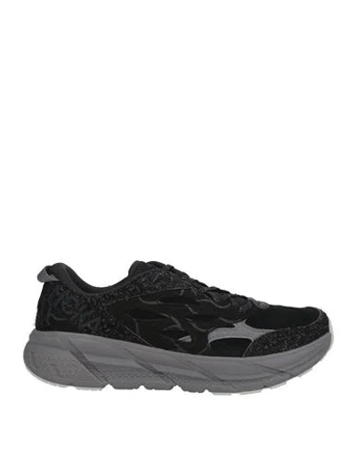 HOKA HOKA MAN SNEAKERS BLACK SIZE 9 LEATHER, RUBBER, TEXTILE FIBERS