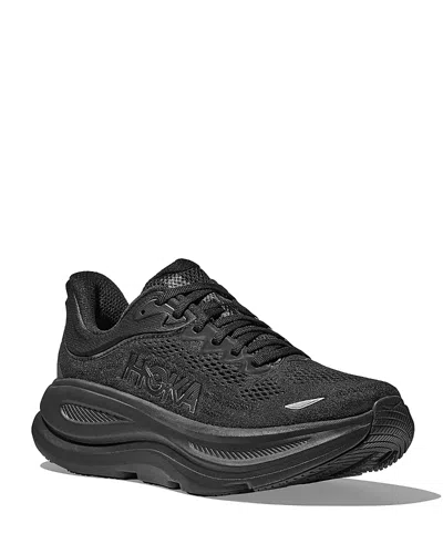 HOKA MEN'S BONDI 9 LACE UP RUNNING SNEAKERS IN BLACK