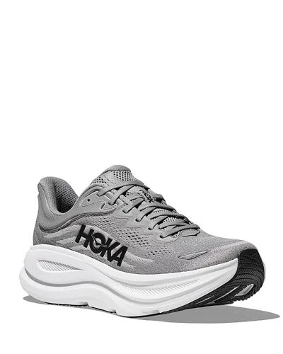 HOKA MEN'S BONDI 9 LACE UP RUNNING SNEAKERS IN GALATIC GREY