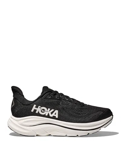 HOKA MEN'S CLIFTON 10 SNEAKERS IN BLACK WHITE